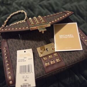 Michael Kors Studded Brown and Gold Handbag